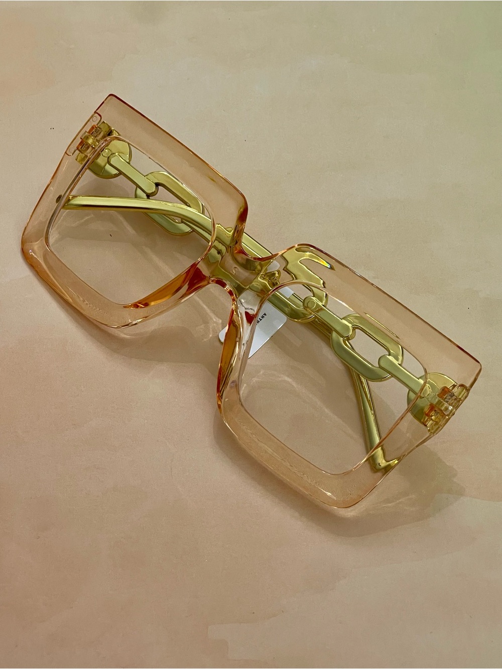 Anthropologie Oversized Square Transparent Peach Sunglasses